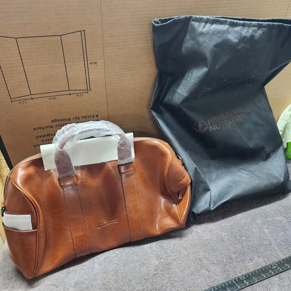New unused large leather bag Herbalife tote overnight bag with dustbag X
